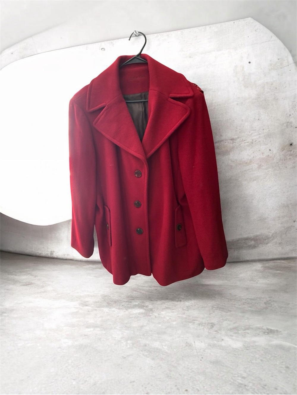 Calvin Klein Vibrant Red Wool Pea Coat